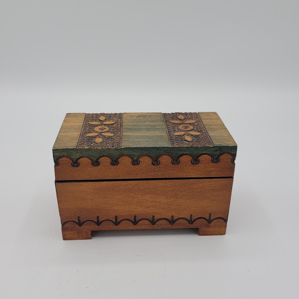 Decorative Wooden Carved Trinket Box Made In Poland